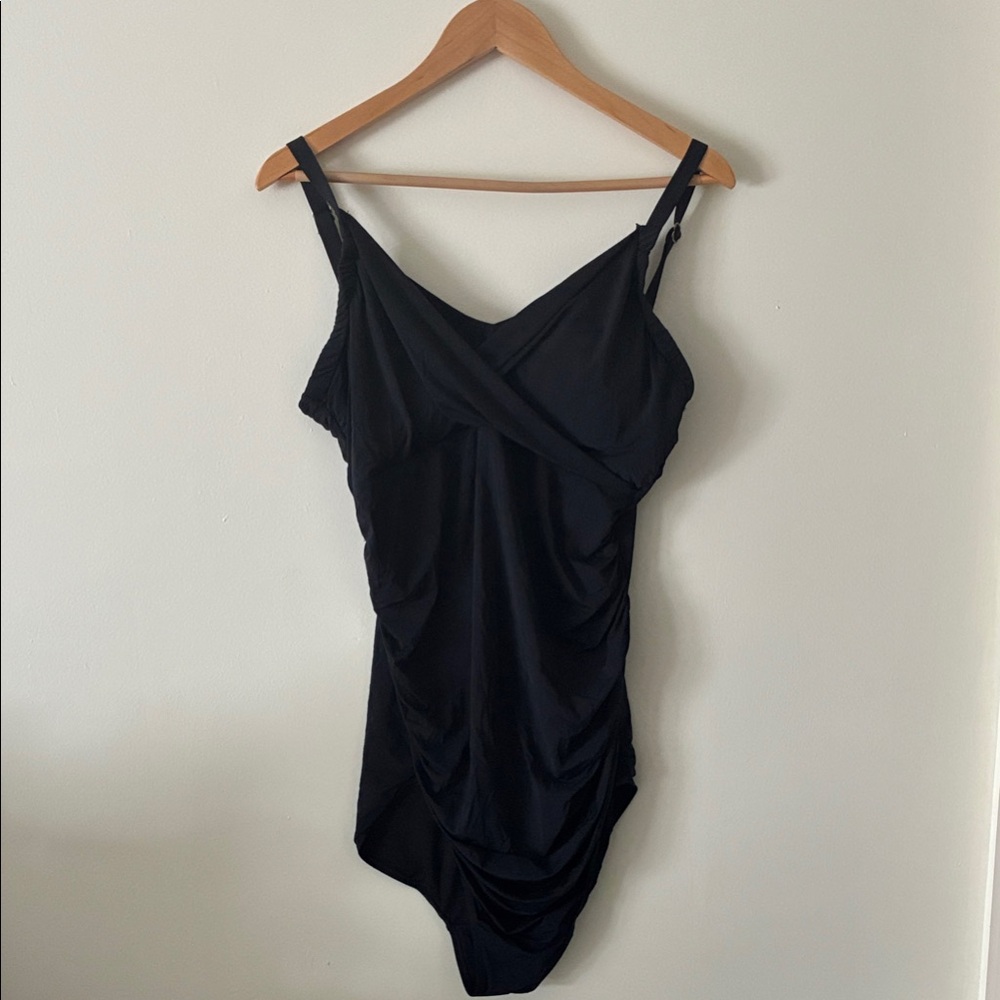 Black Women's Ruched Maternity Swimsuit